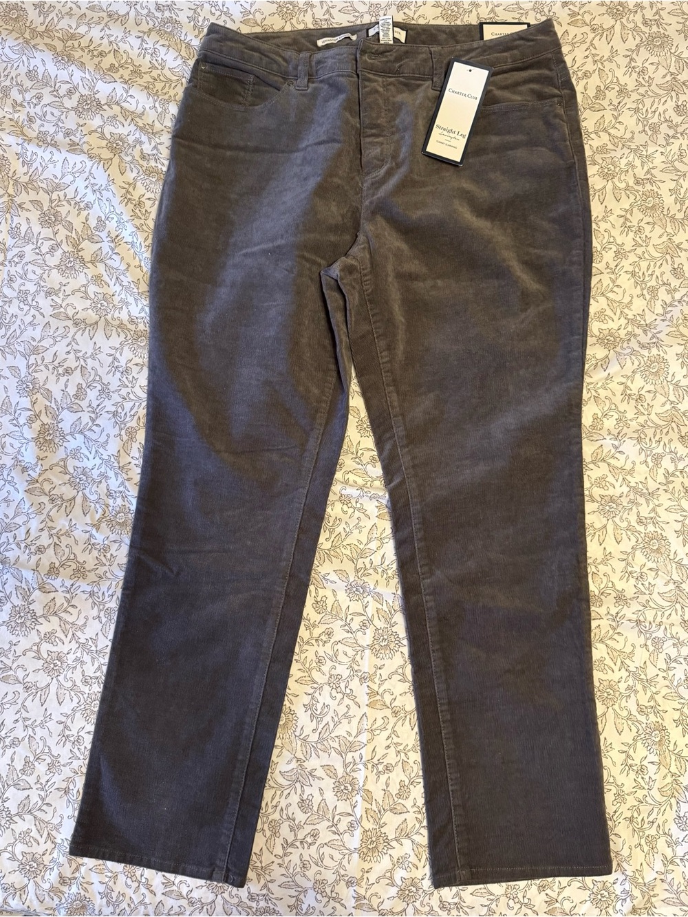 Charter Club Dark Gray Corduroy Straight Leg Pants 16P